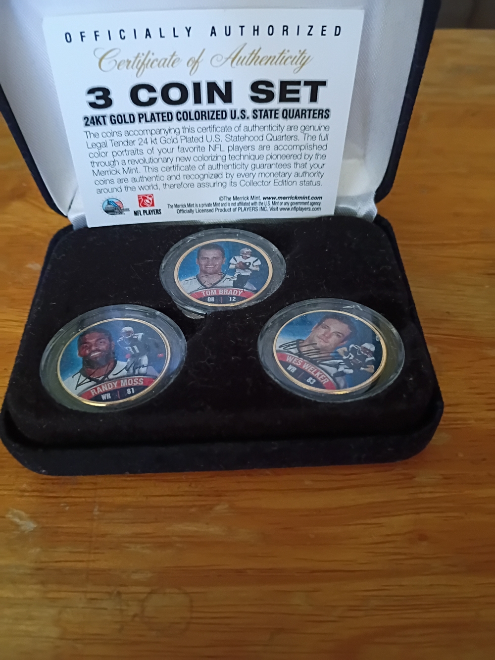 3 Coin Set - 24KT Gold Plated Collectible Quarters - Black Display Case